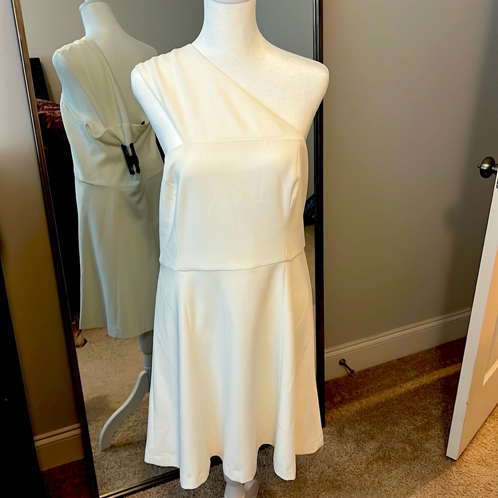 French Connection Winter White one shoulder mini dress (NWT)